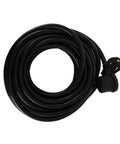Heavy Duty 50 Foot Welder Extension Cord, 30 Amp 10 AWG Copper Core Power Cable, NEMA 6-50P To 6-50R coiled black cable.