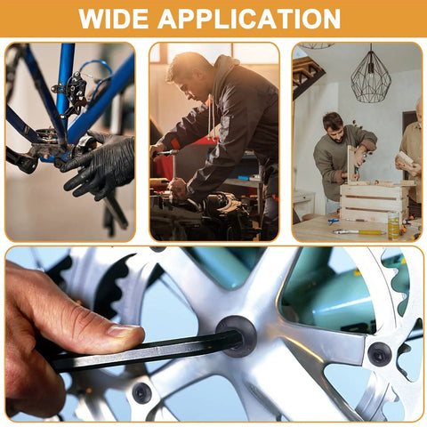 People using tools for bike repair, engine work, and furniture assembly, demonstrating versatility of 288 Piece Metric Fastener Kit.