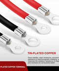 Heavy Duty 6 AWG 20 Inch Battery Power Inverter Cables Set With Tin Plated Copper Terminals And Three Eighth Inch Lugs