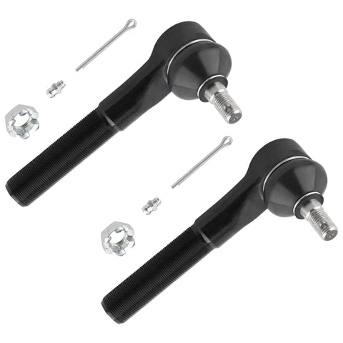 Dodge Ram Front 7Pc Inner Outer Tie Rod Track Bar Drag Link Kit For 1998 1999 4WD Fits Ram 1500 And Ram 2500 Direct Fit OEM Grade Heavy Duty Steel Replacement With Precision Tolerances And Easy Installation, two black tie rod ends with hardware