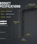 Top Notch Rock Solid Heavy Duty Black Cold Rolled Steel L Brackets 5 X 3 Inch specifications with screws for storage.