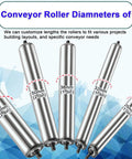 Beefy 5 Pack Galvanized Steel Conveyor Rollers For Industrial Belt Systems 32 Mm Diameter By 800 Mm Length Built Tough And Lasting Heavy Duty Replacement Parts For Industrial Equipment, 32mm roller sizes