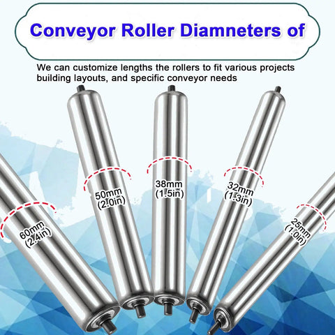 Beefy 5 Pack Galvanized Steel Conveyor Rollers For Industrial Belt Systems 32 Mm Diameter By 800 Mm Length Built Tough And Lasting Heavy Duty Replacement Parts For Industrial Equipment, 32mm roller sizes
