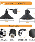 2 Pack Matte Black Outdoor Wall Lights Modern Farmhouse Wall Sconces For Porch And House Exterior E26 Socket Size Diagram