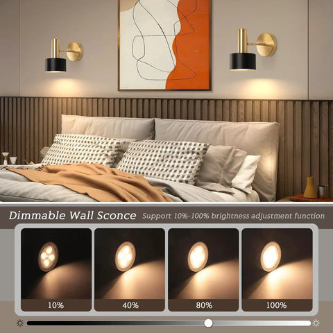 Industrial Battery Operated Wall Sconces Set Of 2, Wireless Dimmable Wall Lights With Memory Function, Touch Dimming And Remote Control, 3000K To 6000K Color Temp, No Fuss Install For Living Room Bedroom Hallway
