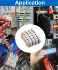 Image showing 60 Pieces Lever Wire Connector Kit for AWG 28 to 12 quick connect splicing in various DIY and home wiring applications.