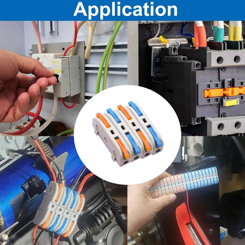 Image showing 60 Pieces Lever Wire Connector Kit for AWG 28 to 12 quick connect splicing in various DIY and home wiring applications.