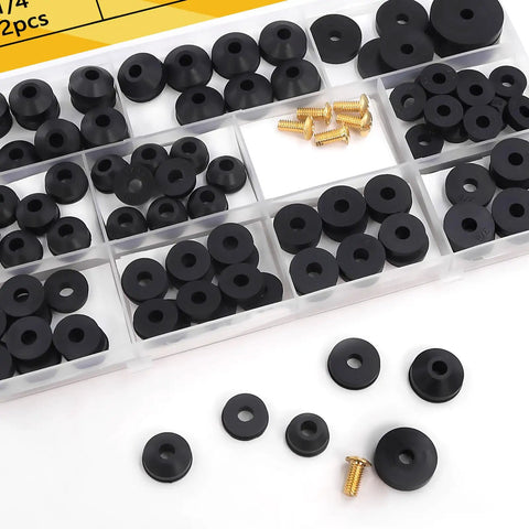 114 Piece Faucet Washer Kit With 12 Sizes Of Flat And Beveled Rubber Washers And Brass Bibb Screws For Outdoor Spigot Hose Bib Garden Valve Repair And Replacement in organized case