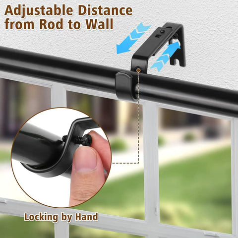 Heavy Duty Wall Mount Brackets For 1 Inch Curtain Rods, Adjustable Iron Rod Holders With Screws And Anchors, Pro Grade Hardware Kit, 2 Pack, Supports Up To 35 Lbs For Stable Blackout Curtains And Heavy Drapes