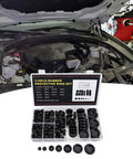 Rubber Grommet Kit With 170 Pieces For Auto Wiring Protection 7 Popular Metric Sizes From 7.14mm To 25.40mm Assorted Grommets For Electrical Wiring Projects High Strength Flexible Rubber Keeps Cables Safe And Neat in car engine bay