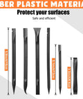 9 Piece Plastic Scraper Set With Razor Blade Scraper Plastic Pick Putty Knife And Thin Spudgers shown with dimensions.