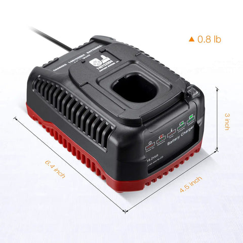 Charger Replacement For 19.2V C3 Lithium NiCd Batteries 140152004 1425301 1323903 130279005 with dimensions and LED indicators