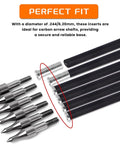 30 Pack Aluminum Arrow Inserts 0.244 Inch 6.20mm Replacements Base Inserts For Standard Arrows next to carbon shafts and tips
