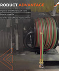 Manual Twin Welding Hose Reel Keeps 100 Feet Of Twin Gas Hose No Fuss Neat For Three Eighths Inch Or One Quarter Inch ID With Universal Wall Ceiling Or Cart Mount Bracket And Smooth Crank Rewind Hose Not Included on display