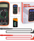 Go-To DIY Ready Multimeter Volt Meter 2000 Counts Digital Tester with accessories, box, and user guide