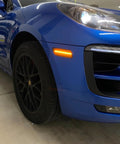 Blue Porsche Macan with Smoked Lens Full LED Front Side Marker Kit For Porsche Macan 2014-2024 1st Gen Amber Sidemarker Lights