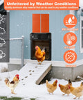 Solar Powered Automatic Chicken Coop Door With Remote Timer And Light Sensor Anti Pinch Safety Waterproof Aluminum Housing With LED Display And Easy USB Charge Before First Use