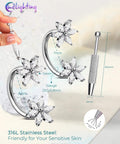 Must-Have Flower 20G Horseshoe Nose Ring Kit With Ball Grabber Tool And Double-Ended Push-Pin, 316L Stainless Steel