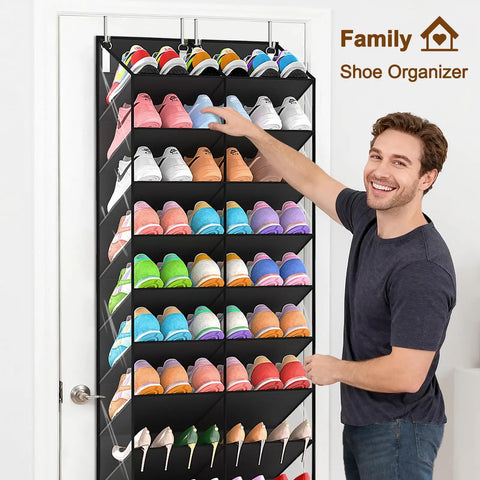 Premium Over The Door Shoe Organizer With Spacious Clear Pockets Holds Ten Tiers Of Hanging Storage Keep Your Crib Crisp And Clutter Free Perfect For Sneakers Boots Or Heels Straight Up A Legit Space Saving Vibe For Every Family