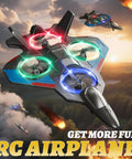 Colorful foam RC airplane with 360 flip, flying through sky; Remote Control Planes For Kids And Adults, Super Easy To Fly
