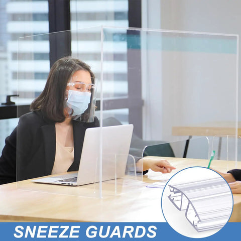 Heavy Duty Clear PVC Piano Hinge For Golf Cart Windshield Replacement Smooth Swinging Living Hinge Parts Built Different To Crush Daily Grind Without Fading Out, clear sneeze guard in office with masked woman.