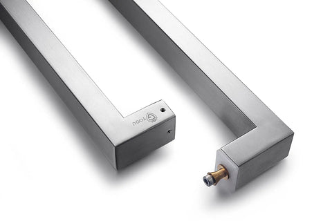 36 Inch Solid Stainless Steel Push Pull Door Handle, Heavy Duty Commercial Grade 304 Standoffs With Deep Engagement, close-up