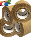 Pro Level Anti Slip Drumstick Grip Tape Four Pack Tan Cotton Gauze Percussion Accessory with rolls stacked.