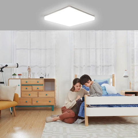 Bedroom with RGB Ceiling Light With Remote Control 13 Inch 36W Dimmable Flush Mount Fixture For Bedroom And Bathroom IP54 Waterproof Square Panel Lighting 3000K To 6500K Adjustable Modern Ceiling Lamp Mood Lighting.