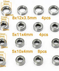 Dope Upgrade Miniature Ball Bearings Kit Sealed Bearings For One Tenth Scale RC Car TT02 TT02D Upgrades And Accessories 16 Pieces Deep Groove Precision Bearings For Smoother Handling And Performance, 8x12x3.5mm sealed steel bearings