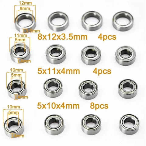 Dope Upgrade Miniature Ball Bearings Kit Sealed Bearings For One Tenth Scale RC Car TT02 TT02D Upgrades And Accessories 16 Pieces Deep Groove Precision Bearings For Smoother Handling And Performance, 8x12x3.5mm sealed steel bearings