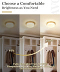 Dope Gold Brass Flush Mount Ceiling Light With 13 Inch Close To Ceiling LED Fixture Dimmable 24W 2200Lumen 5 CCT Adjustable 2700K 3000K 4000K 5000K 6000K Perfect For Bedroom Hallway Kitchen showing dimming feature