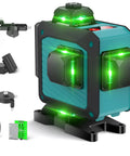 360 Degree Self Leveling Laser Level With Bluetooth Remote Control 200 Ft Outdoor Range Green Cross Line 4D Precision Indoor Outdoor Use For DIY Projects And Pro Grade Job Sites Great For DIYers And Pros On Any Job Site with accessories and mounts