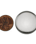 12 Pack Stainless Steel Knockout Plugs For Electrical Boxes Featuring Knurled Grip And No Sweat Tap In Install Rock Solid Seal shown beside a penny for size comparison.