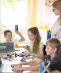 Children using Mega R3 Arduino Starter Kit With 200 Plus Components, LCD1602 Display, GY-521 Sensor, 35 Lesson PDF Tutorial, IDE Ready.