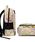 Side view of Soft Pink Watercolor Bloom Printed Backpack For Unisex Everyday Use Large Capacity Travel School Bag Durable Polyester