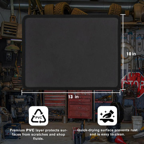 13 Inch By 10 Inch Magnetic Tool Mat Non Slip Pad With PVC Protection Layer for Garage and Auto Repair, front view.