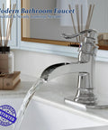 Chrome Waterfall Bathroom Faucet With Single Handle, One Hole Sink Setup, water flowing spout, solid brass, vanity basin installation