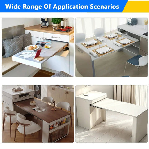 Pro Grade Full Extension Table Slide Featuring Hidden Retractable Guide Rail And Tough Aluminum Telescopic Tracks For Buttery Smooth Kitchen Countertop Upgrades Measuring Exactly 1270mm In Length used in various kitchen settings.