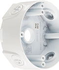 Weatherproof Round Electrical Box For Exterior Use, Aluminum Construction, Half Inch Knockout, Four Inch Diameter, White Finish, No Cover Included, Durable Outdoor Box For Quick Tidy Wiring Installs