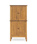 Outdoor Acacia Wood Storage Cabinet With Two Doors And Four Shelves For Backyard Garden Balcony Coastal Farmhouse Style Tool Organizer