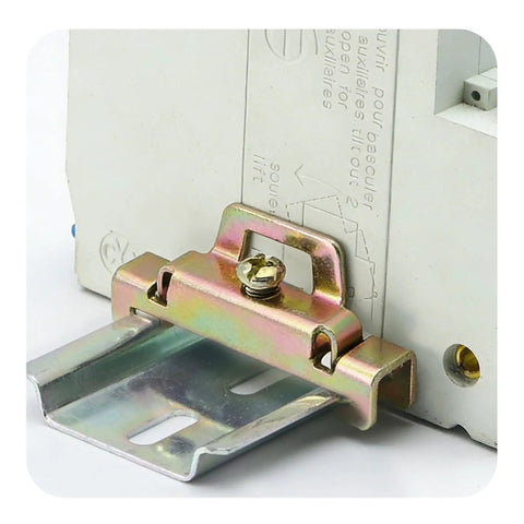 Six Pack DIN Rail Terminal Block End Stopper Set with iron galvanized screw clamp for secure rail locking in control panels