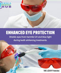 Heavy Duty Dental Laser Safety Glasses With Crisp Orange Lenses And Reliable Anti Fog Coating Tough Polycarbonate Shield 168 Piece Bulk Pack used during teeth whitening.