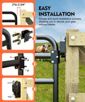 Heavy Duty Two Way Farm Gate Latch With Self Locking Nut Black Lockable Fence Latch For Livestock Corrals installed on gate.