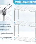 Stackable design of Top Shelf Large Water Bottle Organizer Rack Holds Up To Twelve Tumblers With Wide Five Point Nine Gaps.
