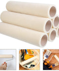 6 Piece Wool Paint Roller Covers With 4mm Nap, stacked wool roller covers for smooth wall painting, reusable painting supplies.