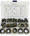 130 Piece Self Centered Bonded Seal Oil Washer and Gasket Set for DIY Plumbing Auto Mechanical Electrical and Cylinder Repairs in 10 Sizes From M6 to M24 with Nitrile Butadiene Rubber Gaskets, assorted sizes in case