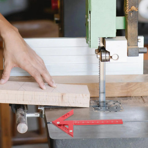Dead On Aluminum Center Scriber Marking Gauge Wheel For Slick Woodworking Line Scribing And 45 Degree Angle Layouts In Professional Carpentry Workshops on a workbench with a saw and wood