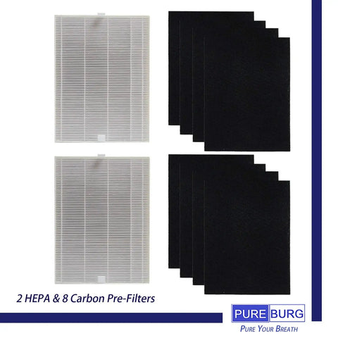 Replacement Filter Kit For Coway AP-1216L Mighty Air Purifier 2 True HEPA Filters And 8 Activated Carbon Pre-Filters displayed