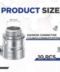 10-Pack Of Top-Shelf 1/2-Inch Squeeze Connectors For FMC And EMT Conduit Wiring, detailed view of a single gray 1/2-inch metal squeeze connector.