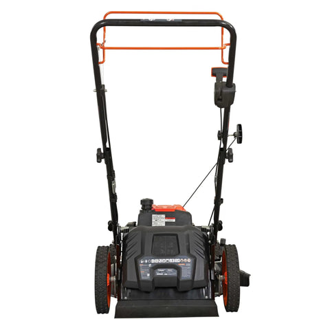 Rear view of Gas Walk Behind Lawn Mower With CVT 6 Speed Pace Control For Easy Push And High Wheel Front Wheel Drive, 22 Inch Deck